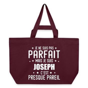 Joseph: authentisch, unvollkommen, oben, vollkommen. - Recycelte Shopping Bag von Stanley/Stella - Burgunderrot - Vorne