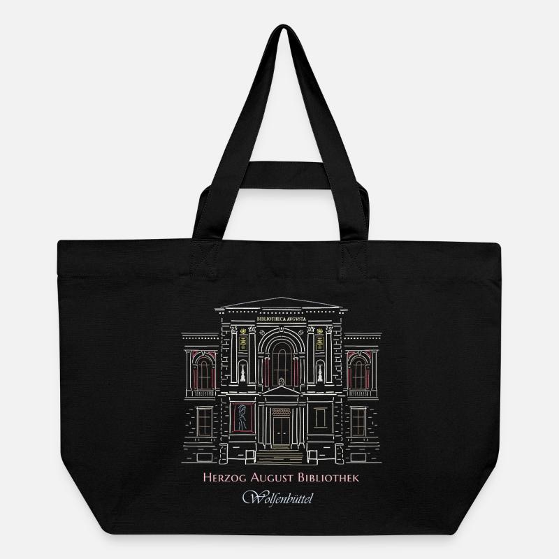 Wolfenbüttel, Bibliothek handgezeichnet - Recycelte Shopping Bag von Stanley/Stella - Schwarz