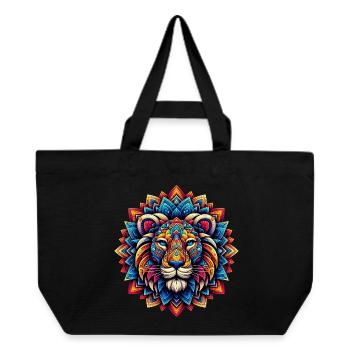 Lion decorated with Mandalas - Recycled Shopping Bag Stanley/Stella - black - Front