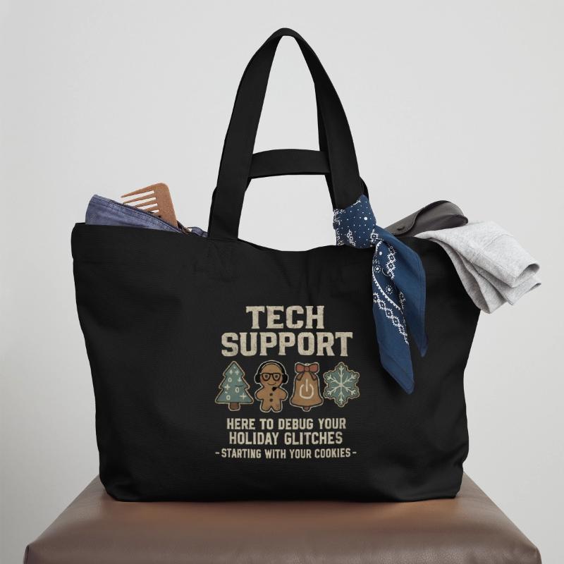 Tech Support Ugly Christmas Sweater Computer Scientist Recycled Shopping Bag Stanley/Stella