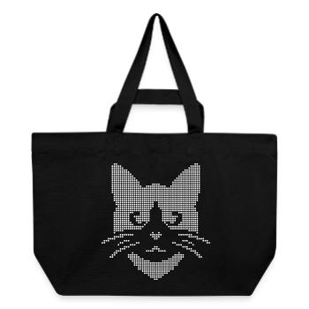 Halftone Cat Face - Recycled Shopping Bag Stanley/Stella - black - Front