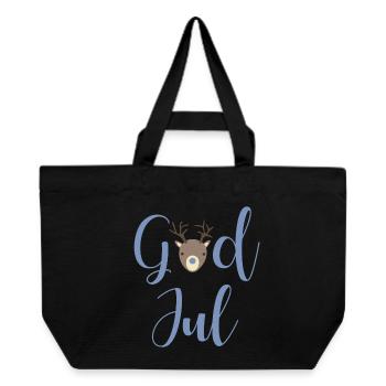 GodJul grau Xmas Weihnachten schwedisch Hirsch - Recycelte Shopping Bag von Stanley/Stella - Schwarz - Vorne