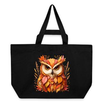 schöne Eule, gestaltet aus verschiedenen Blättern - Recycelte Shopping Bag von Stanley/Stella - Schwarz - Vorne