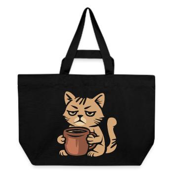 Müde Kaffeekatze – Lustiges Katzenmotiv - Recycelte Shopping Bag von Stanley/Stella - Schwarz - Vorne