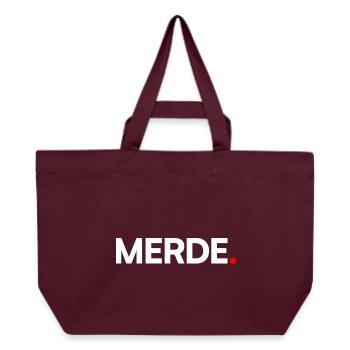 SHIT | Humor, minimalist reaction - Recycled Shopping Bag Stanley/Stella - burgundy - Front
