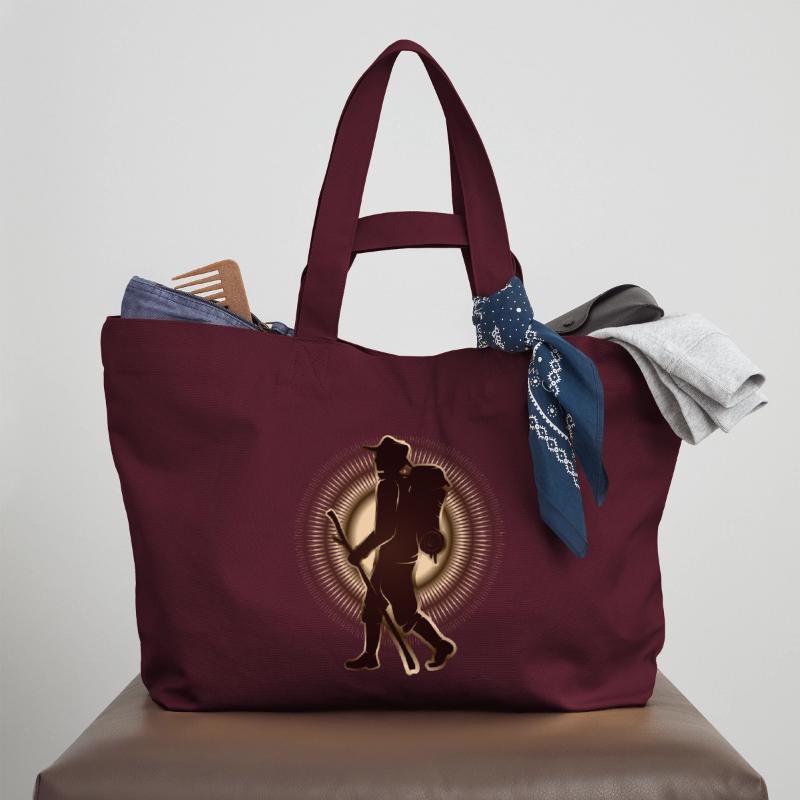 Pilger oder Wanderer mit Wanderstab & Rucksack Recycelte Shopping Bag von Stanley/Stella