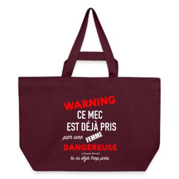 Humour homme couple femme jalouse saint valentin - Cabas recyclé Stanley/Stella - bordeaux - Devant