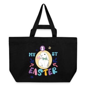 My first Easter, cute bunny with a bow - Recycled Shopping Bag Stanley/Stella - black - Front