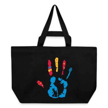 Une empreinte de la main coloré avec diverses - Cabas recyclé Stanley/Stella - noir - Devant
