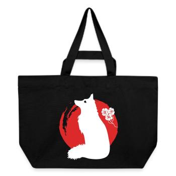Fuchs Silhouette Japanisch - Recycelte Shopping Bag von Stanley/Stella - Schwarz - Vorne