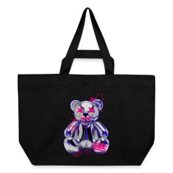 Ours en peluche gothique avec un look néon graffiti - Cabas recyclé Stanley/Stella - noir - Devant