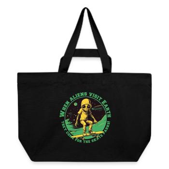 Skateralien im All mit Schriftzug - Recycelte Shopping Bag von Stanley/Stella - Schwarz - Vorne