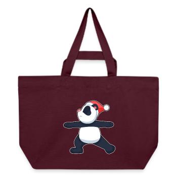 Panda Weihnachten Yoga - Recycelte Shopping Bag von Stanley/Stella - Burgunderrot - Vorne