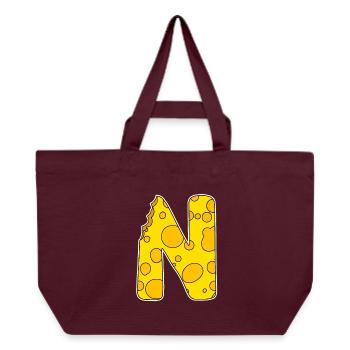 Buchstabe N - Anfangsbuchstabe N - Käse Motiv - Recycelte Shopping Bag von Stanley/Stella - Burgunderrot - Vorne