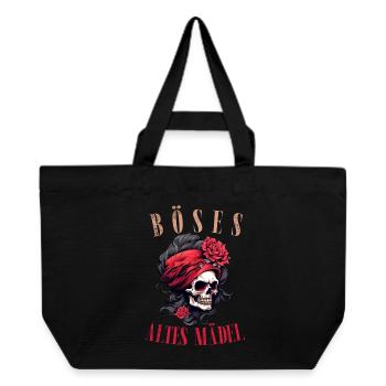 Méchant vieille fille tête de mort Roses tête de mort Bandana - Cabas recyclé Stanley/Stella - noir - Devant