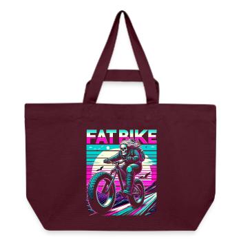 Retrowave Skelett Biker Fatbike Retro Sunset - Recycelte Shopping Bag von Stanley/Stella - Burgunderrot - Vorne