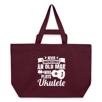 Unterschätze nie alte Ukulele Spieler - Recycelte Shopping Bag von Stanley/Stella - Burgunderrot - Vorne
