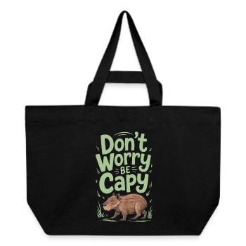 Capybara Dont Worry Be Capy Capybara Rodent - Recycled Shopping Bag Stanley/Stella - black - Front