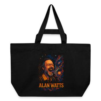 Alan Watts Kosmisches Lach-T-Shirt - Recycelte Shopping Bag von Stanley/Stella - Schwarz - Vorne