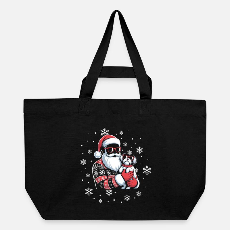 Père Noël laid et chien - Cabas recyclé Stanley/Stella - noir