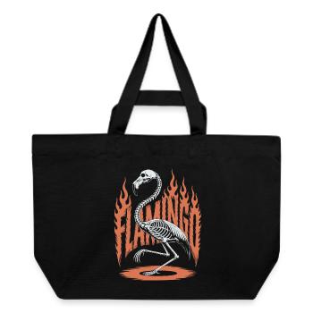 Flamingo Flammen Skelett Halloween - Recycelte Shopping Bag von Stanley/Stella - Schwarz - Vorne