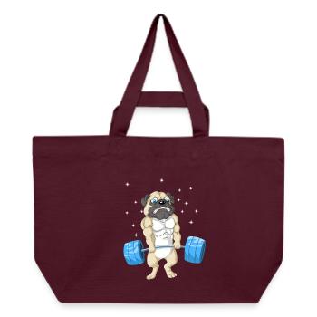 Mops Gewichtheben Fitnessstudio - Recycelte Shopping Bag von Stanley/Stella - Burgunderrot - Vorne