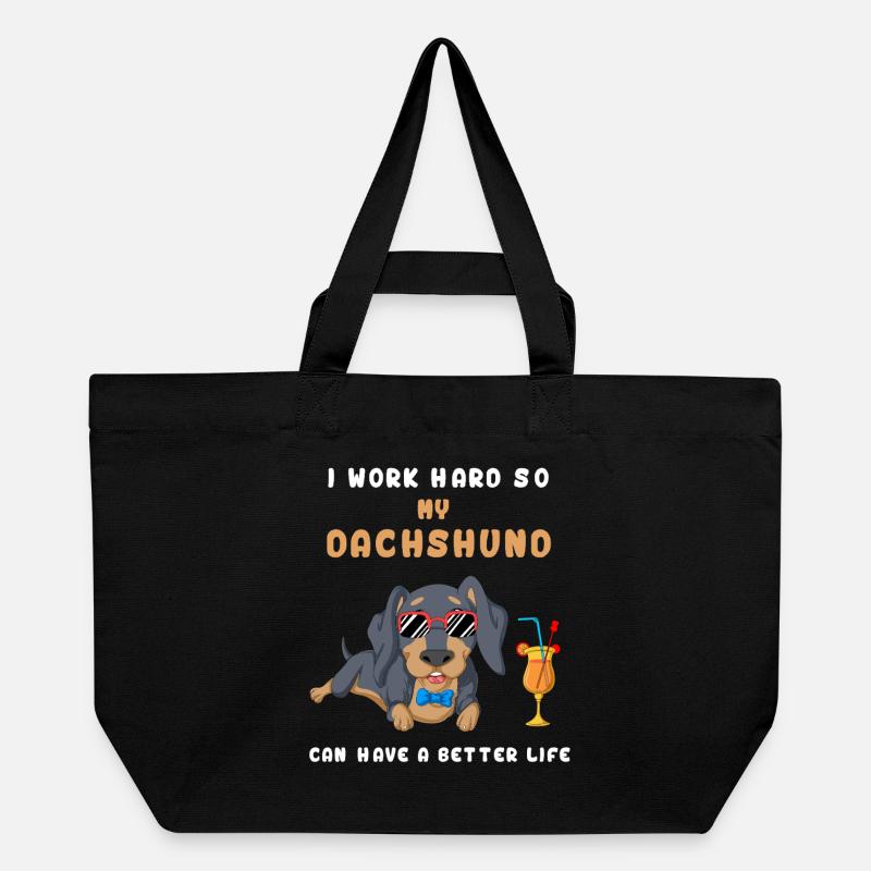 I Work Hard Dackel T-Shirt - Recycelte Shopping Bag von Stanley/Stella - Schwarz