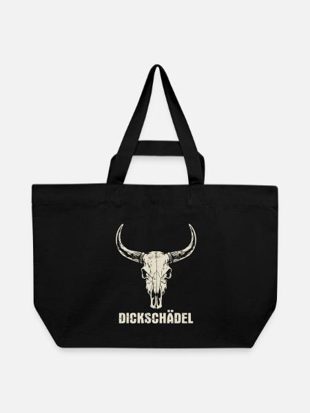 Stierkopf Schädel mit Hörnern - Dickschädel - Recycelte Shopping Bag von Stanley/Stella - Schwarz