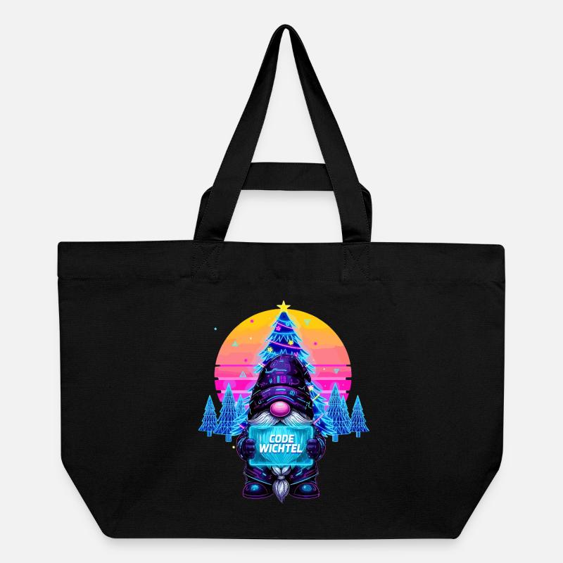 Cyberpunk Code Wichtel - Synthwave Xmas Nerd - Recycelte Shopping Bag von Stanley/Stella - Schwarz