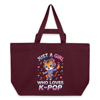 Just a Girl Who Loves K-Pop Tiger - Recycled Shopping Bag Stanley/Stella - burgundy - Front