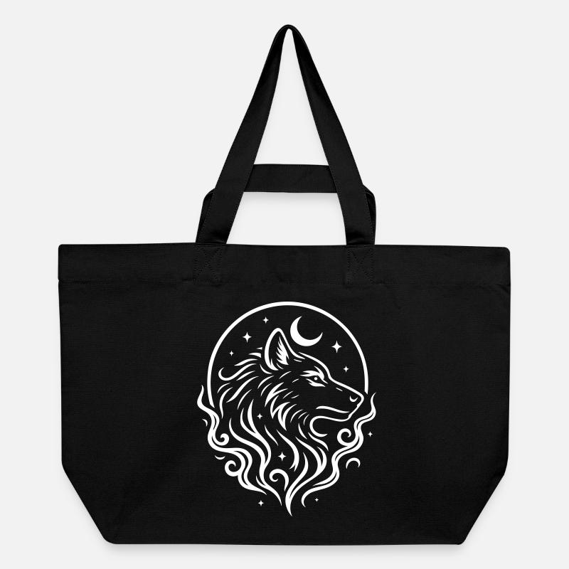 Rauhnächte Mystischer Wolf mit Mond - Recycelte Shopping Bag von Stanley/Stella - Schwarz