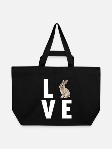 Hasen Hase - Recycelte Shopping Bag von Stanley/Stella - Schwarz