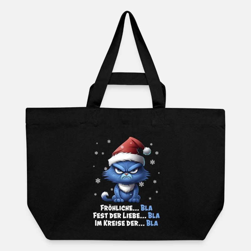 I Hate Christmas - Grumpy Blue Cat - Recycled Shopping Bag Stanley/Stella - black