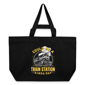 Bahnhoftag Dampflok – Retro Flair - Recycelte Shopping Bag von Stanley/Stella - Schwarz - Vorne