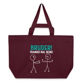 Strichmännchen BRUDER TRAINIER MAL BEINE Lustig - Recycelte Shopping Bag von Stanley/Stella - Burgunderrot - Vorne