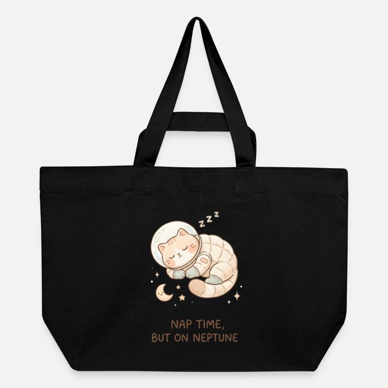 Nickerchen Neptun | Süße Space Katze - Recycelte Shopping Bag von Stanley/Stella - Schwarz