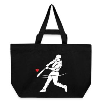 Baseball Batter Silhouette Heart - Recycled Shopping Bag Stanley/Stella - black - Front