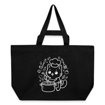 Kawaii Cat Chef Cooking - Recycled Shopping Bag Stanley/Stella - black - Front