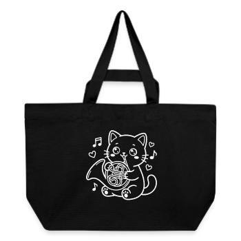 Le chat kawaï joue du cor français - Cabas recyclé Stanley/Stella - noir - Devant