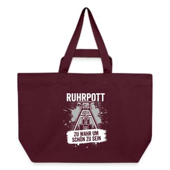 Ruhrpott Förderturm Geschenk Zeche Heimat Bergbau - Recycelte Shopping Bag von Stanley/Stella - Burgunderrot - Vorne