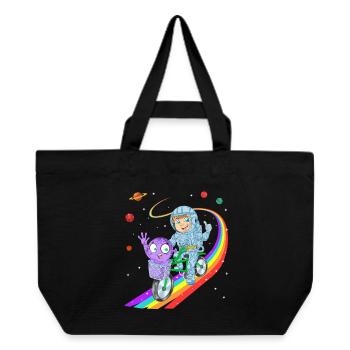 Junge fährt Fahrrad mit Alien-Hemd - Recycelte Shopping Bag von Stanley/Stella - Schwarz - Vorne