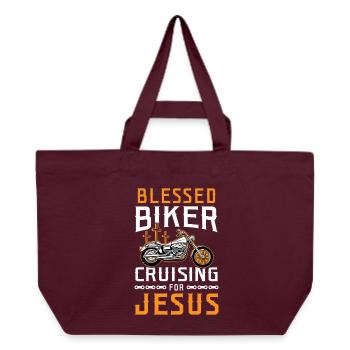 Favored Biker Cruising for Jesus Design - Recycled Shopping Bag Stanley/Stella - burgundy - Front