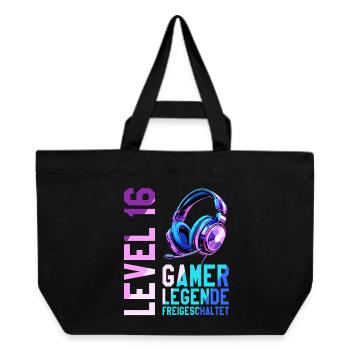 16. Geburtstag Junge Mädchen Gaming Level 16 Jahre - Recycelte Shopping Bag von Stanley/Stella - Schwarz - Vorne