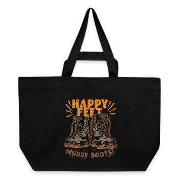 Wandertag Wandern Happy Feet Muddy Boots - Recycelte Shopping Bag von Stanley/Stella - Schwarz - Vorne