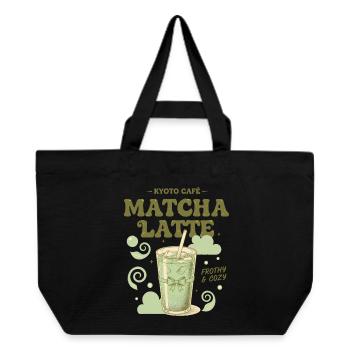 Kyoto Cafe Matcha Latte Schaumiger und gemütlicher Matcha-Tee - Recycelte Shopping Bag von Stanley/Stella - Schwarz - Vorne