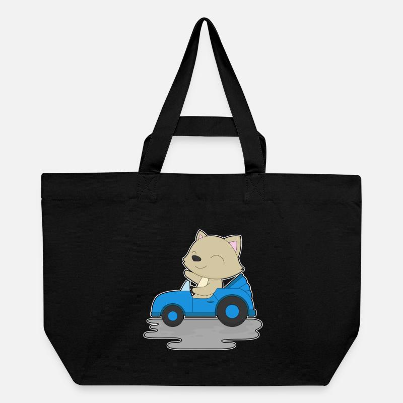 Katze Auto - Recycelte Shopping Bag von Stanley/Stella - Schwarz