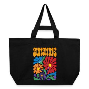 Sunshine Flowers 70s Retro - Recycled Shopping Bag Stanley/Stella - black - Front
