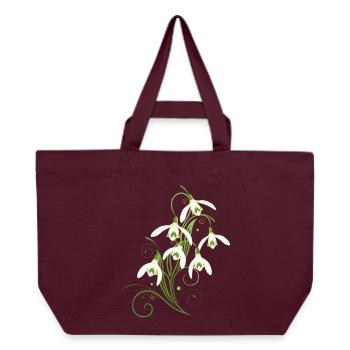 Zarte Schneeglöckchen mit Ornamentranken - Recycelte Shopping Bag von Stanley/Stella - Burgunderrot - Vorne