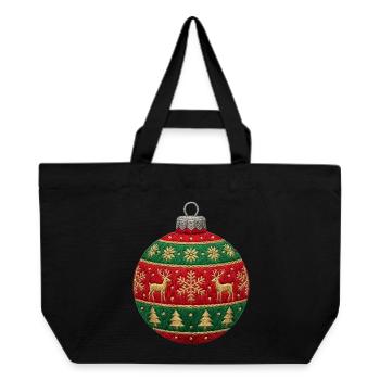 Gestickte Weihnachtskugel – Ornament (gedruckt) minimal - Recycelte Shopping Bag von Stanley/Stella - Schwarz - Vorne