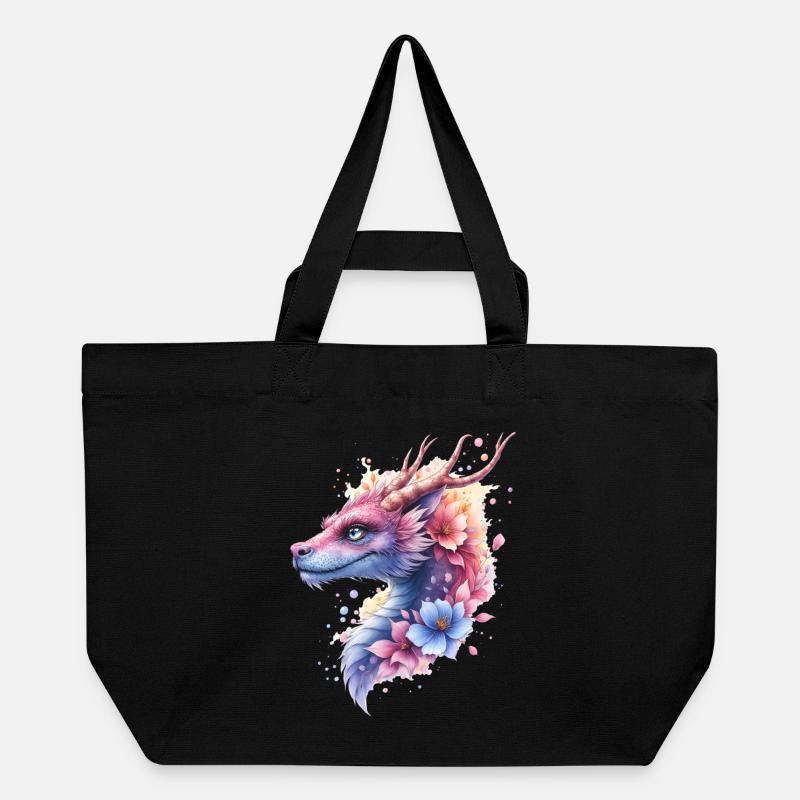 Blauer Blumendrache - Recycelte Shopping Bag von Stanley/Stella - Schwarz